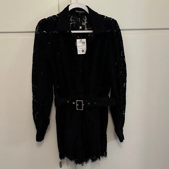 NWT Generation Love Quinn Lace Romper Long Sleeve Black - Picture 2 of 5